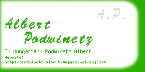 albert podwinetz business card